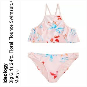 Ideology Girls 2-Pc. Floral Flounce Swimsuit Macy's Strappy Bikini Bathing Suit